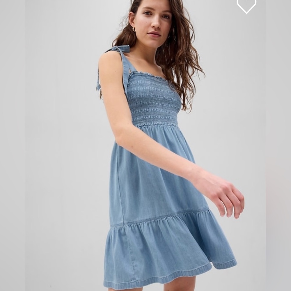 GAP Tie Shoulder Smocked Mini Dress
